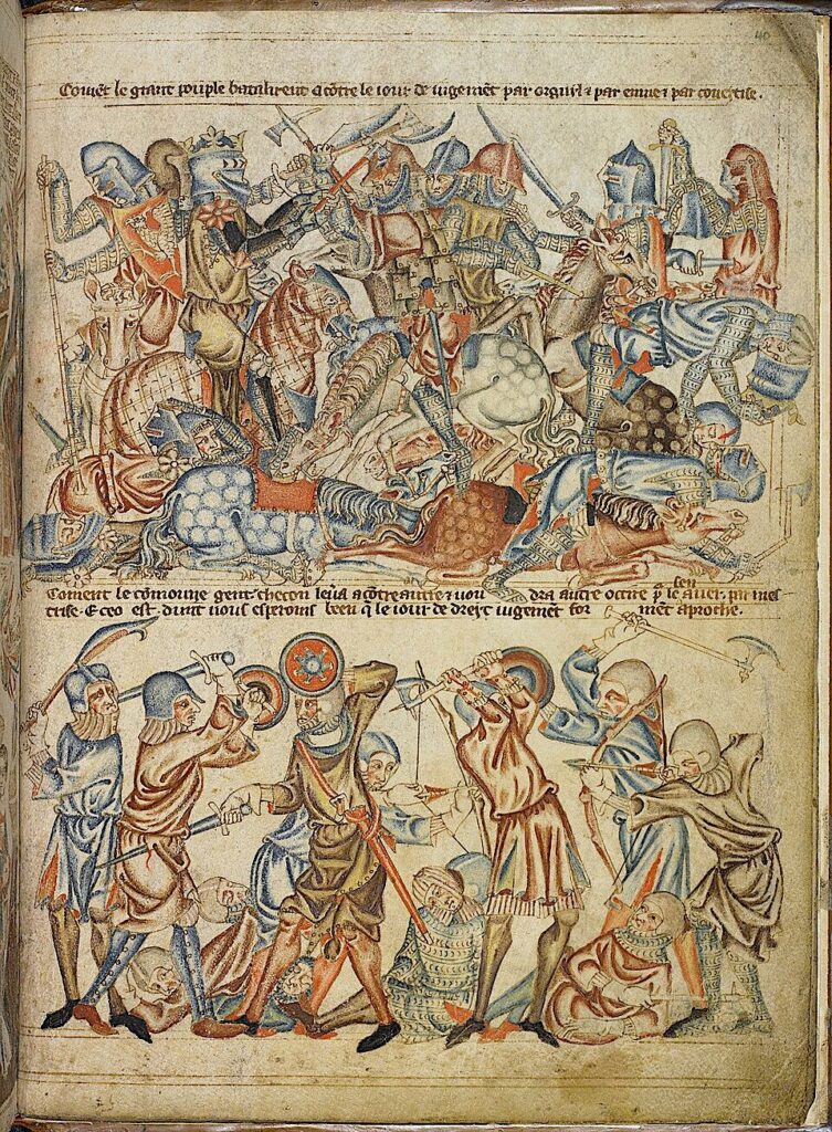 UNKNOWN / «Битва при Бэннокбёрне» миниатюра из Холкхемской библии / 1327-35